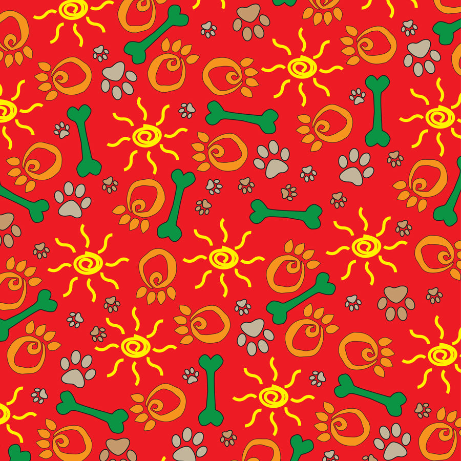 SQA3018 Paws & Bones Bandana, Red
