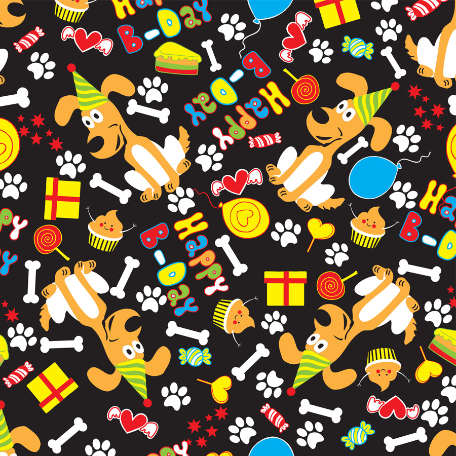 SQ3032 Happy Birthday Doggie Bandana, Black