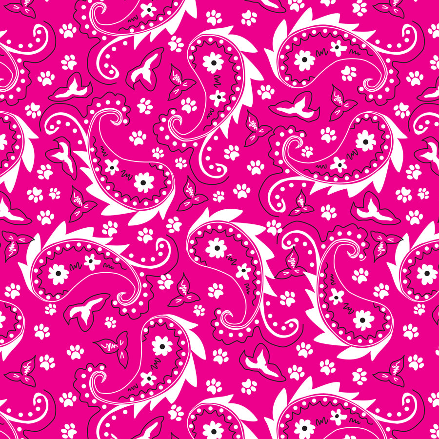 SQ3067 Paisley & Pawprints Bandana, Pink