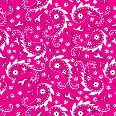 SQ3067 Paisley & Pawprints Bandana, Pink