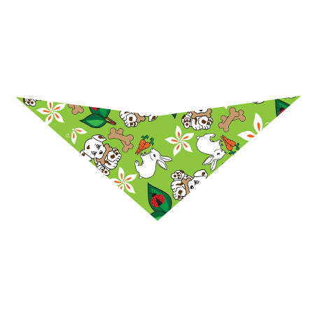S3070 Bunny & Puppy Bandana, Green
