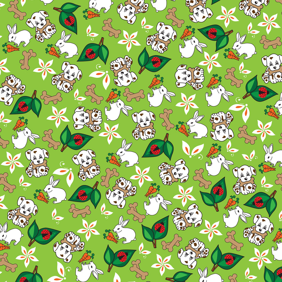 SQ3070 Bunny & Puppy Bandana, Green