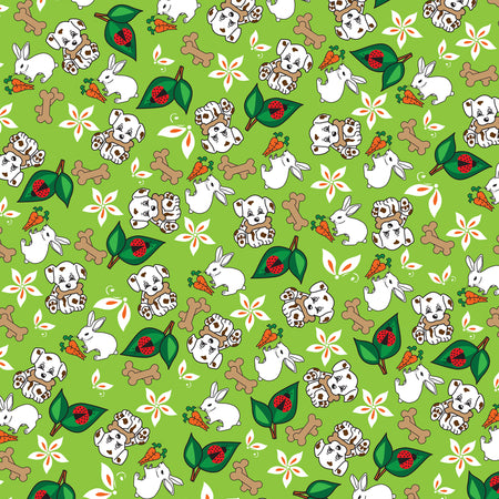 SQ3070 Bunny & Puppy Bandana, Green