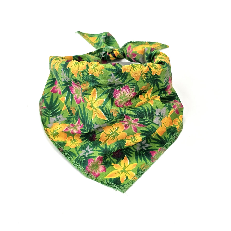 S3102 Purple & Yellow Flowers on Green Doggie Bandana