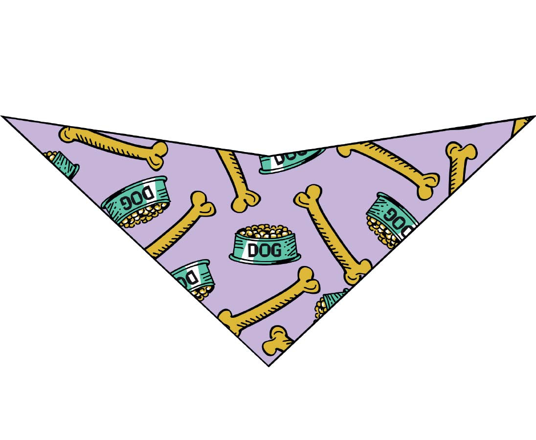 SA3105 Dog Food Bowl & Bone Bandana, Purple