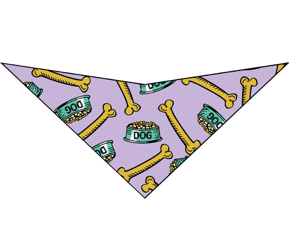 SA3105 Dog Food Bowl & Bone Bandana, Purple