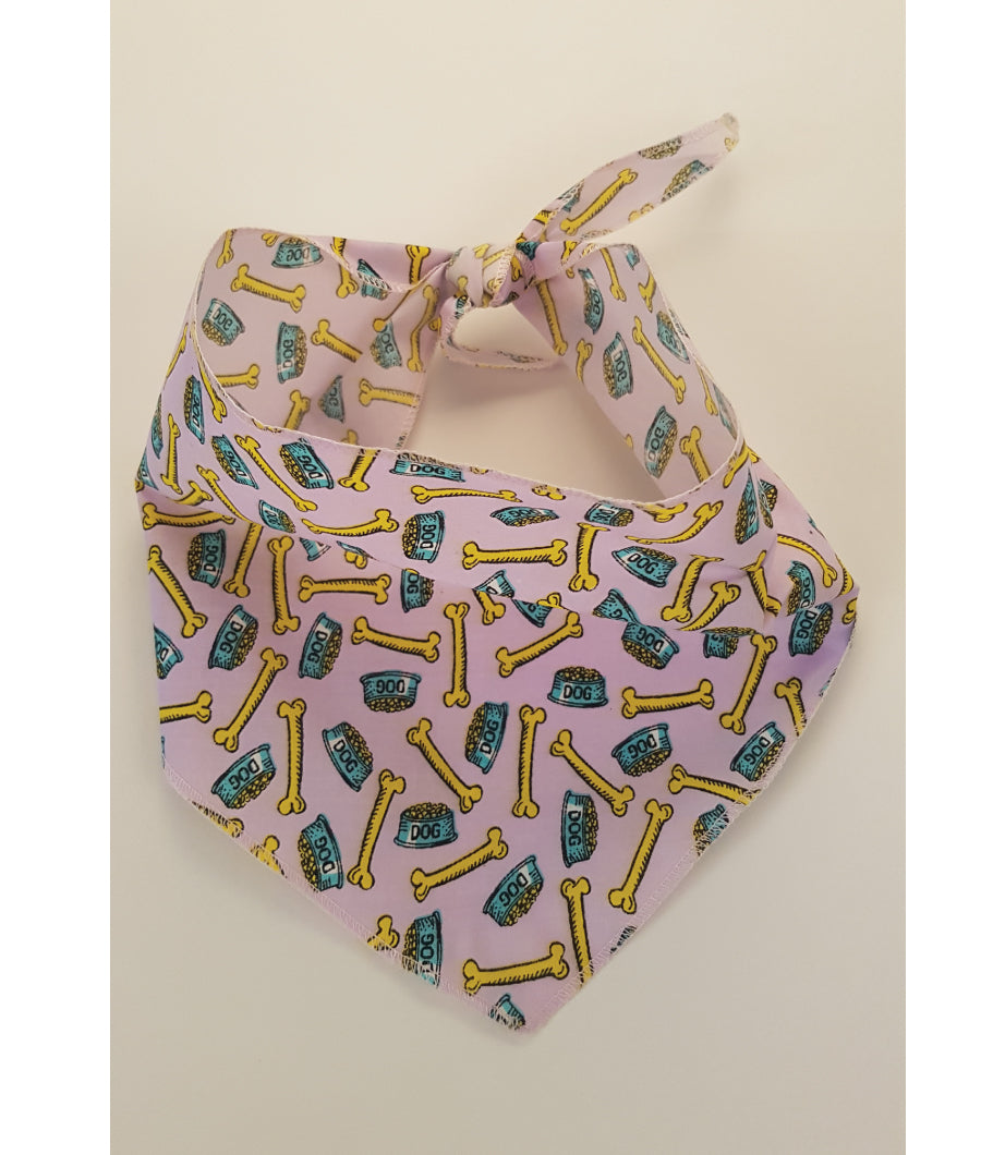 SA3105 Dog Food Bowl & Bone Bandana, Purple