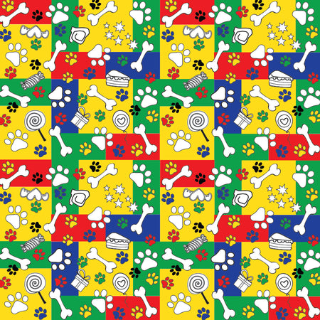SQ3105 Paws & Bones Square Bandana