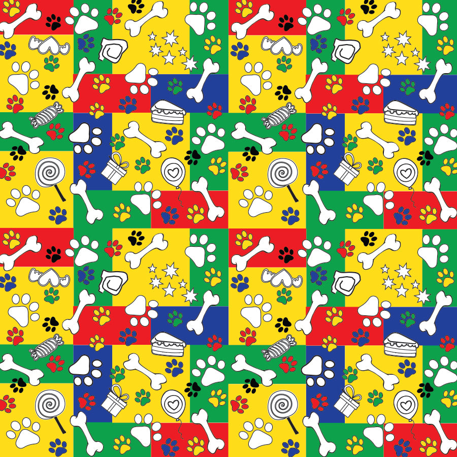 SQ3105 Paws & Bones Square Bandana