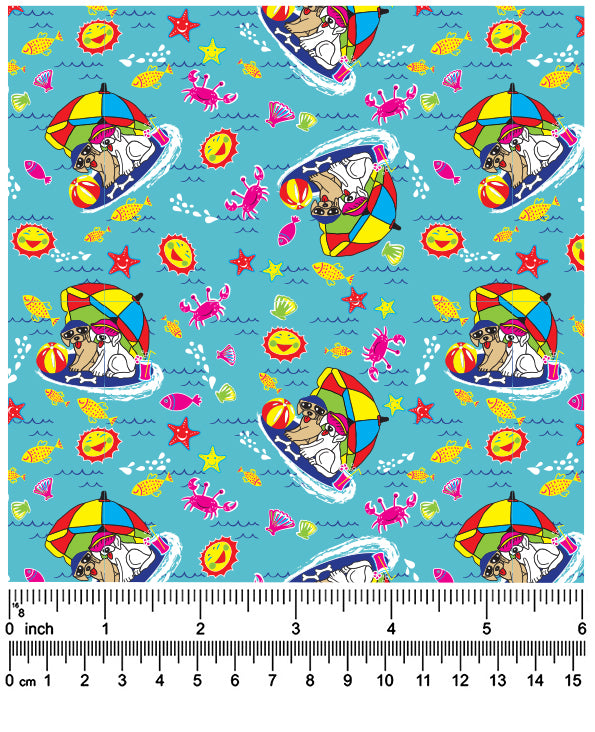 F7106 Summer Doggie, Turquoise