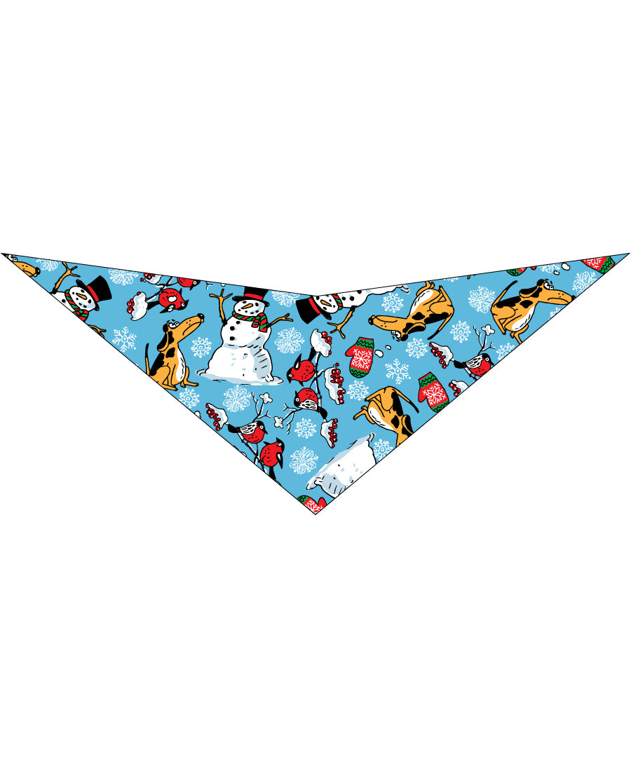SA3107 Snowmen & Snowflakes Doggie Bandana, Blue