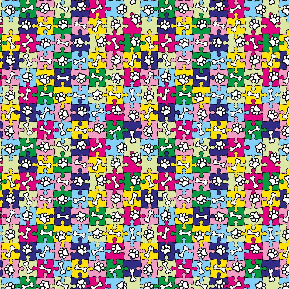 SQ3112 Paws & Bones Puzzle Pieces Bandana