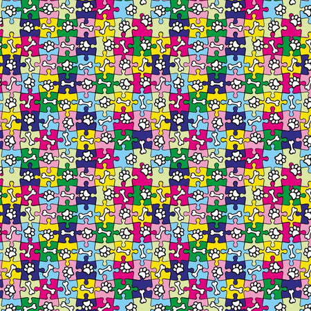 SQ3112 Paws & Bones Puzzle Pieces Bandana