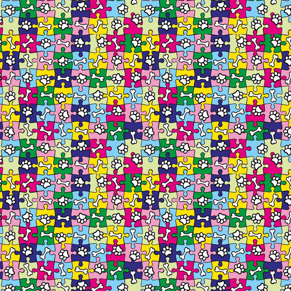 SQ3112 Paws & Bones Puzzle Pieces Bandana