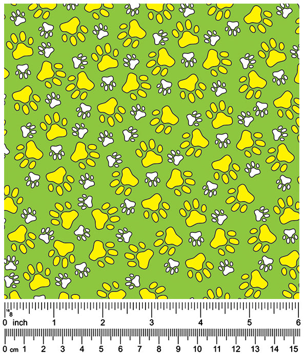 F7116 Paws Fabric Green