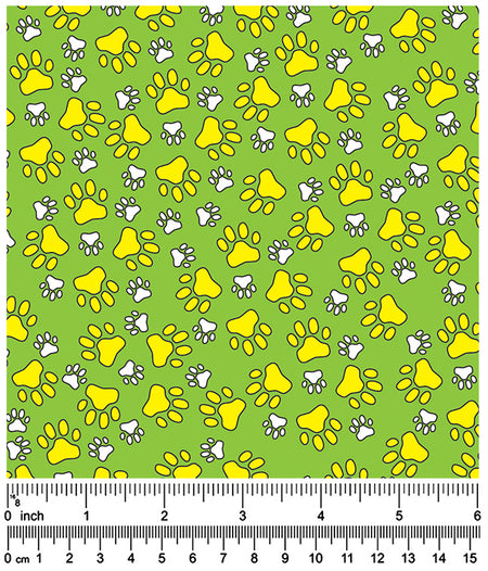 F7116 Paws Fabric Green