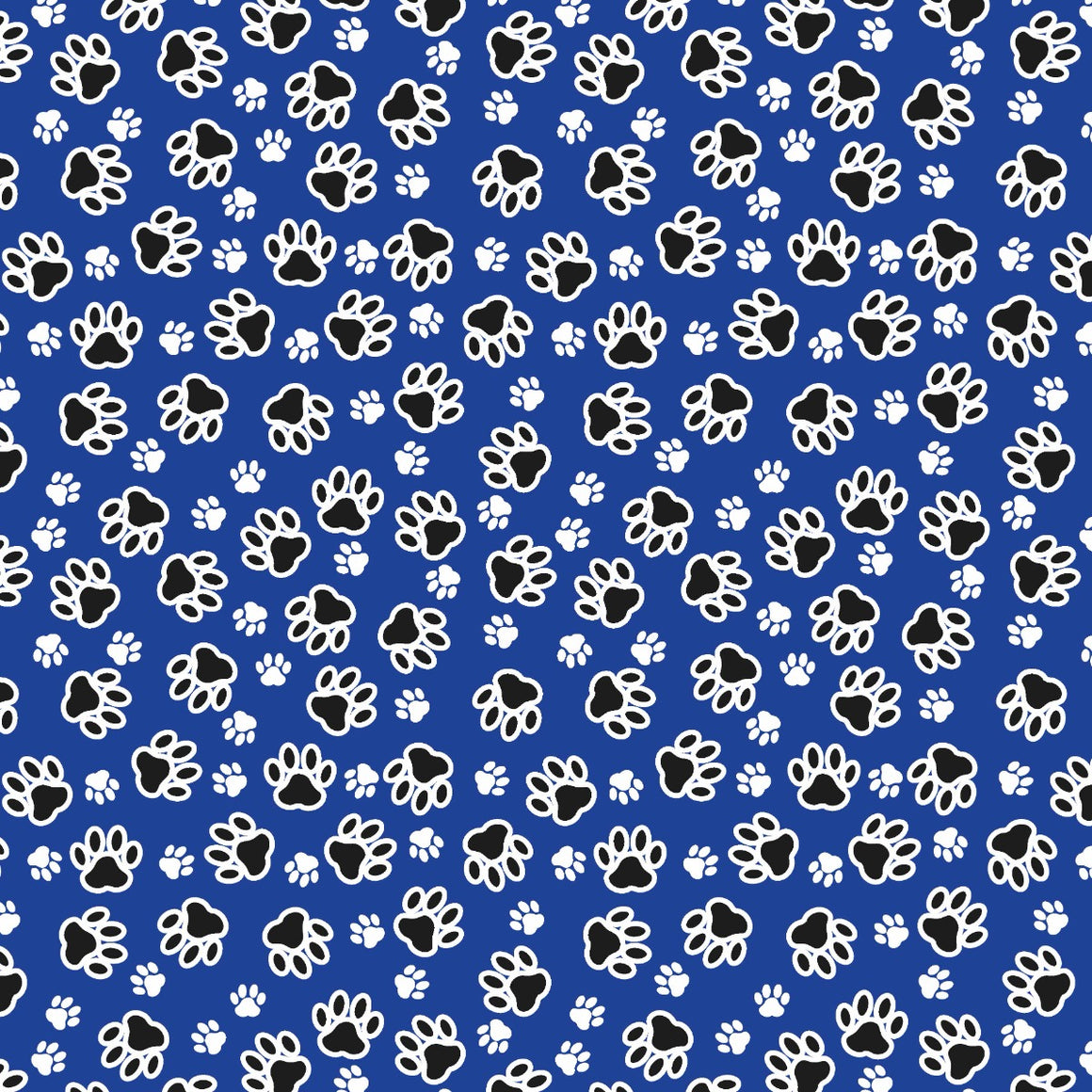 SQ3117 White & Black Paws Bandana, Blue