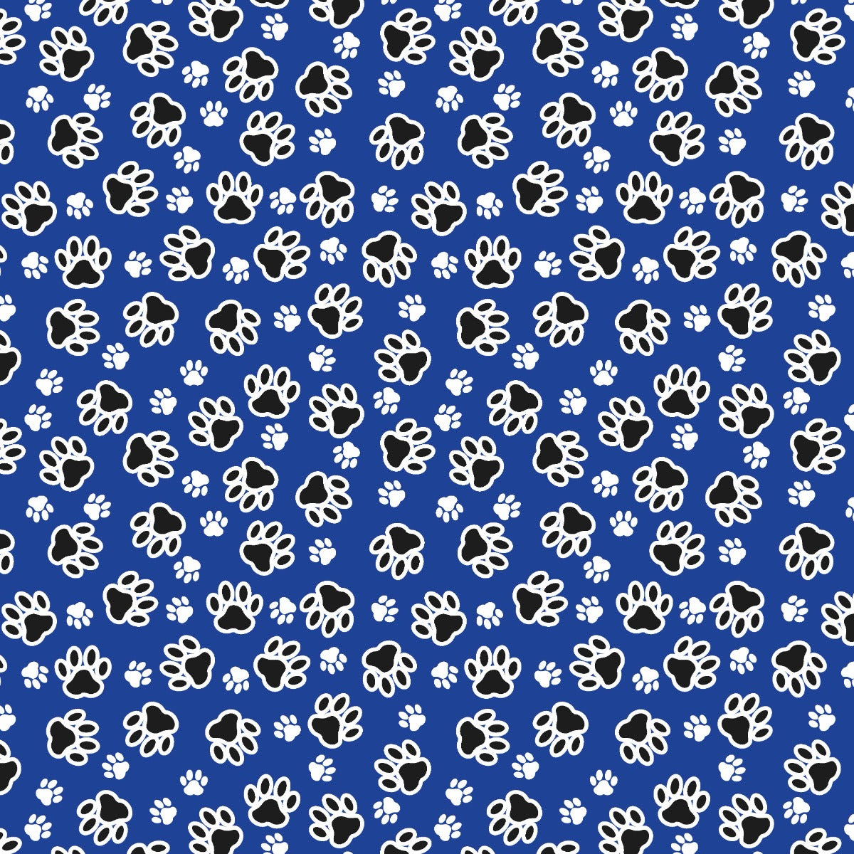 SQ3117 White & Black Paws Bandana, Blue