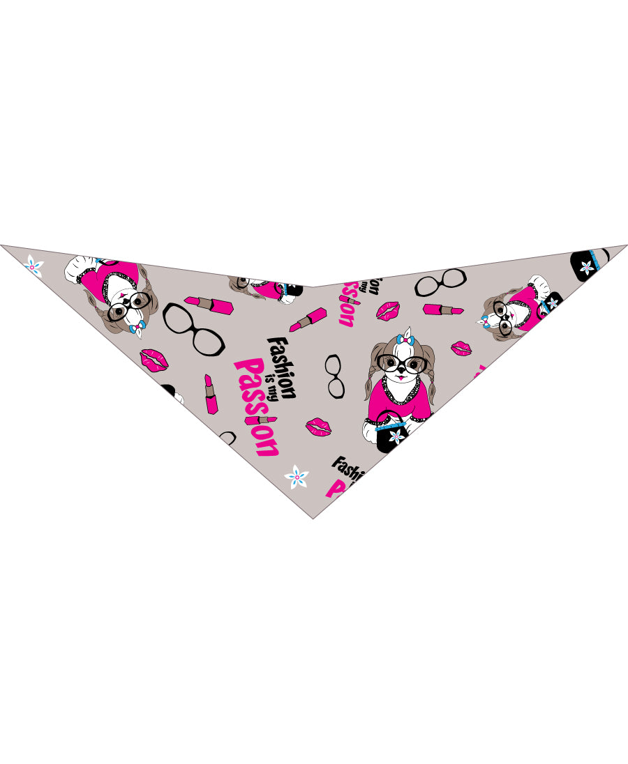 SA3118 Fashion Is My Passion Doggie Bandana, Grey