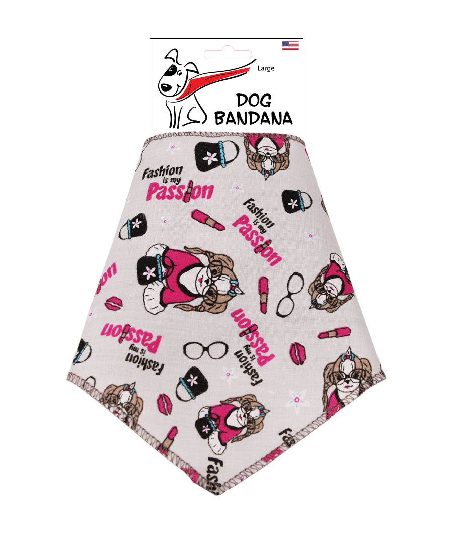 SA3118 Fashion Is My Passion Doggie Bandana, Grey