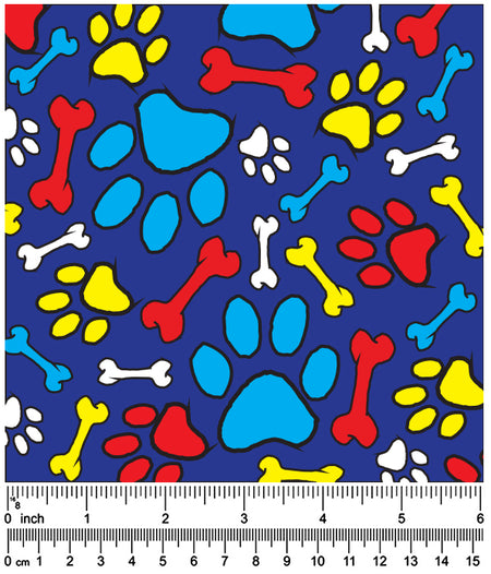 F7118 Paws & Bones Fabric Blue