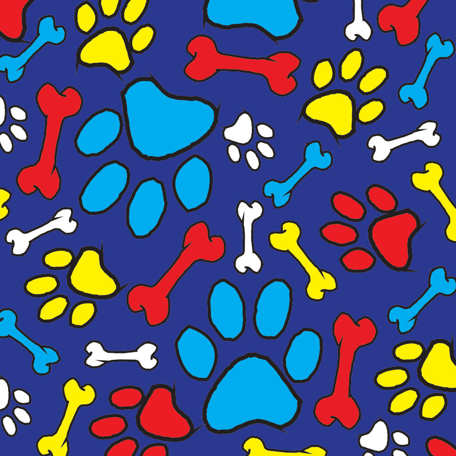 SQ3118 Paws & Bones Square Bandana Blue