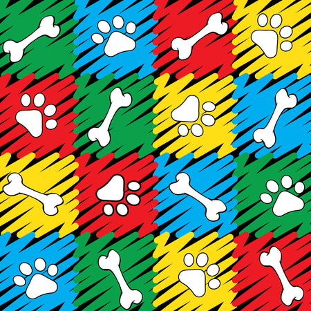 SQ3119 Paws & Bones Square Bandana