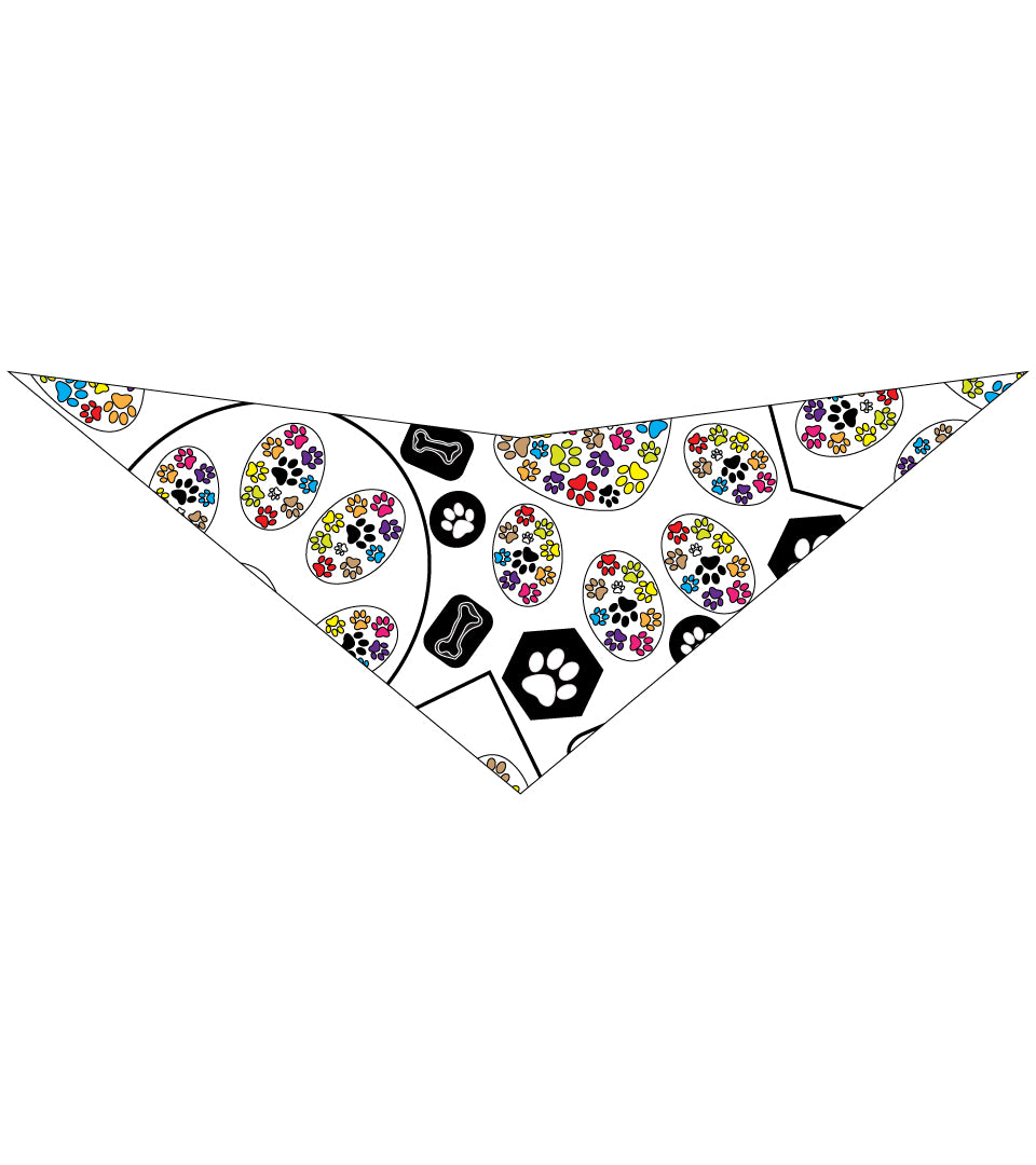 S3122 Colorful Paws Bandana, White