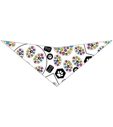 S3122 Colorful Paws Bandana, White