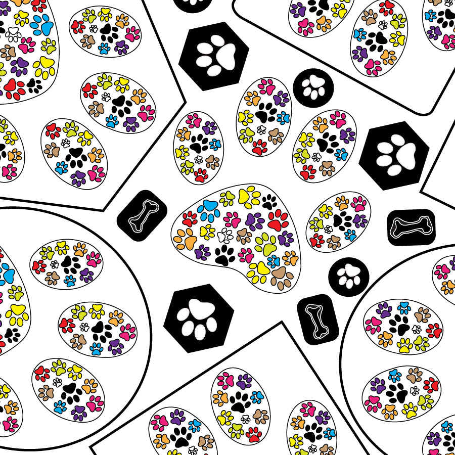 SQ3122 Colorful Paws Bandana, White 