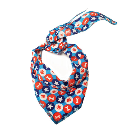 S3125 Red, White & Blue Dot Doggie Bandana, Blue
