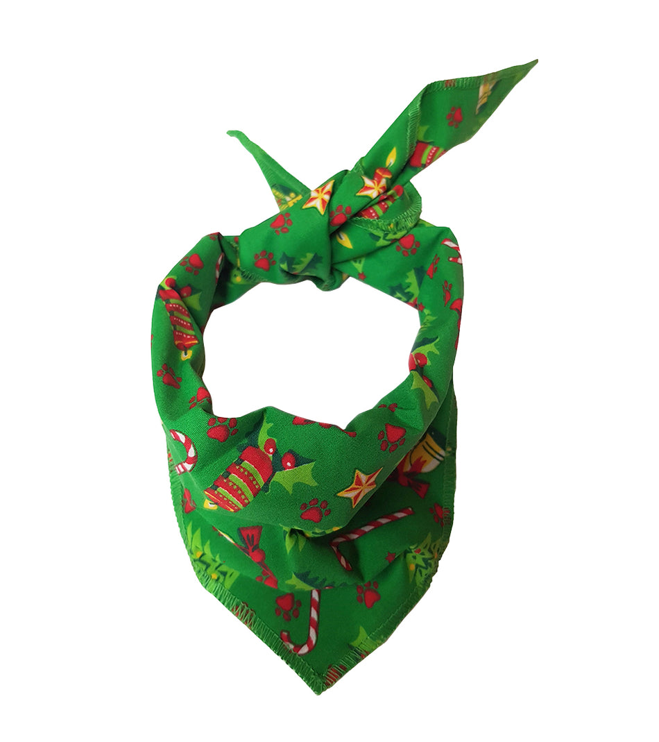 S3126 Christmas Trees & Candy Canes Bandana, Green