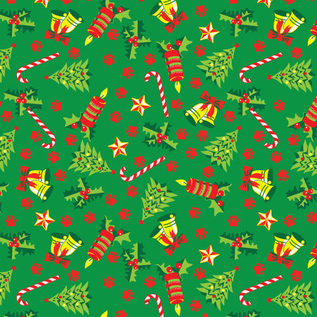 SQ3126 Christmas Trees & Candy Canes Doggie Bandana, Green