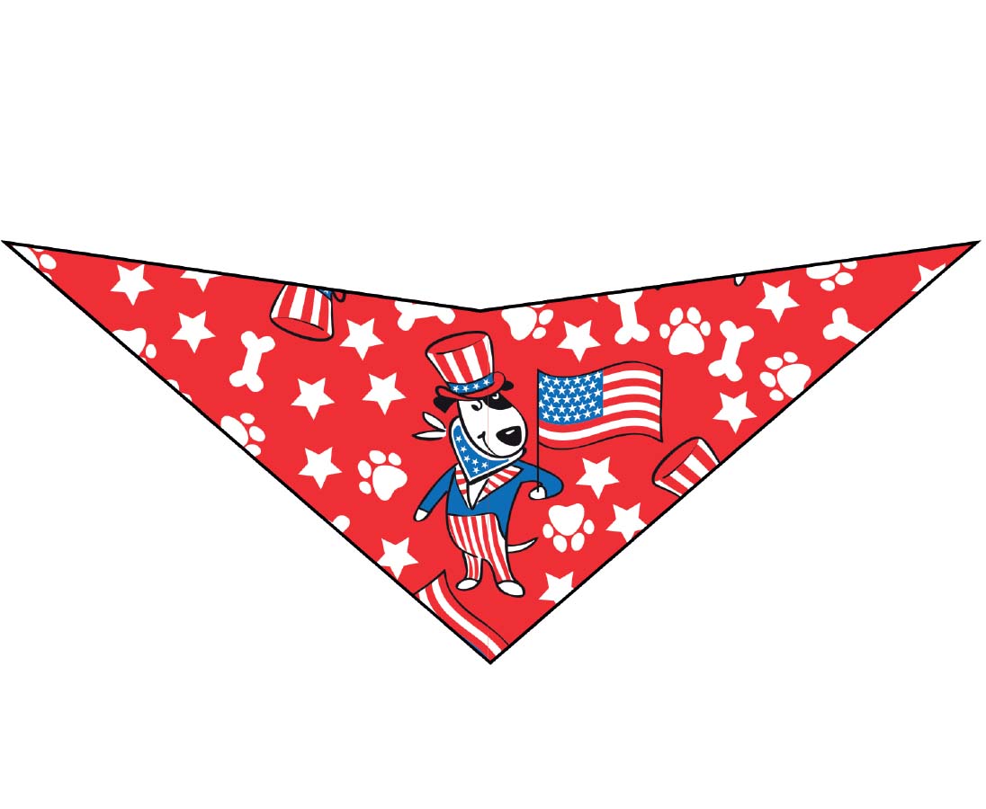S3129 American Flag Doggie Bandana, Red