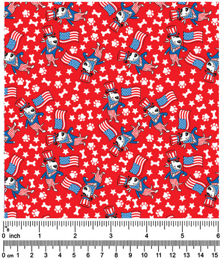 F7129 American Flag Doggie Fabric, Red