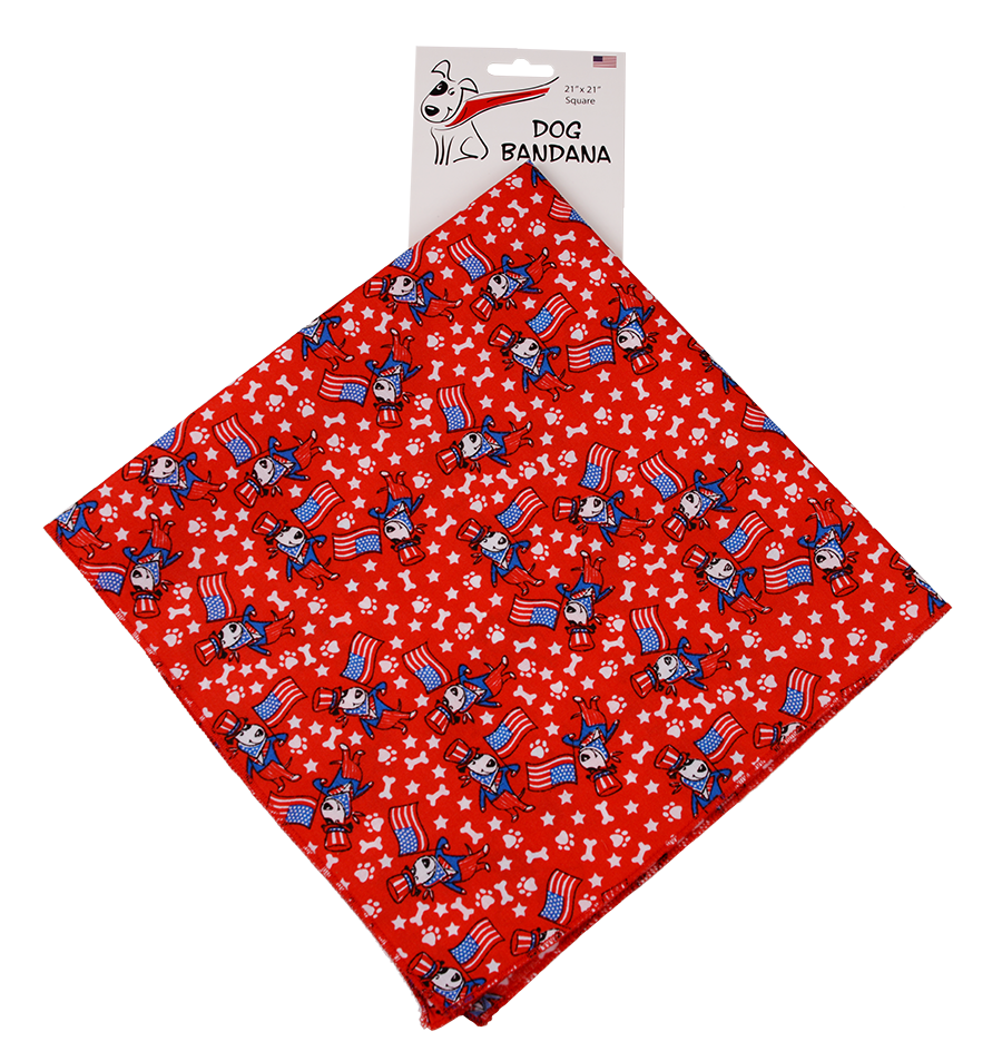 SQ3129 American Flag Doggie Bandana, Red
