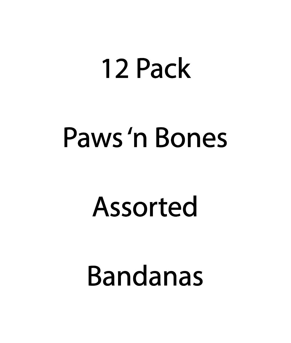 SPKS1 Bandanas Variety Pack Per Size - 12 assorted PAWS & BONES bandanas  