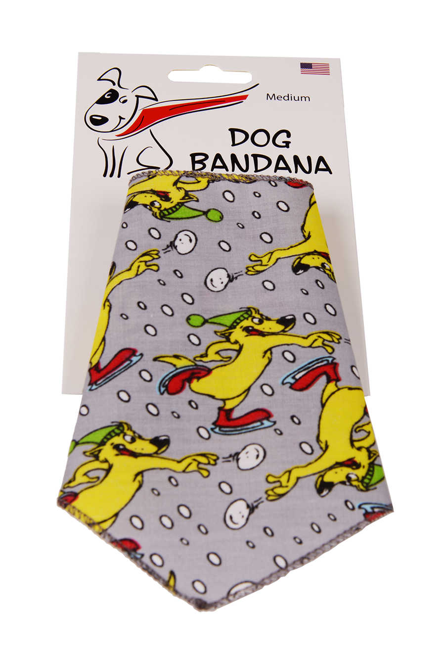 SA3133 Ice Skating Puppy Bandana, Grey