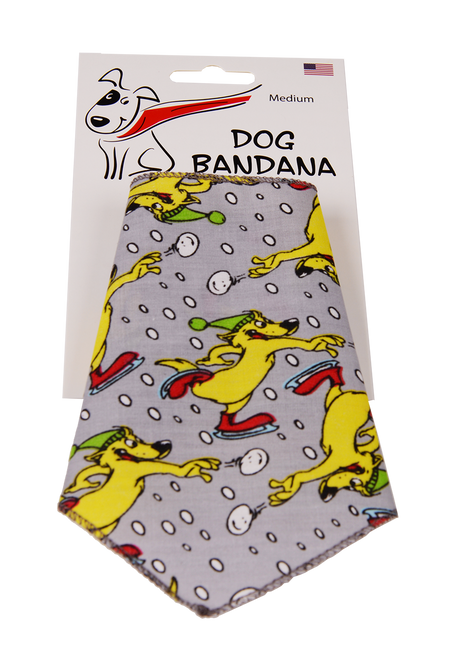 SA3133 Ice Skating Puppy Bandana, Grey