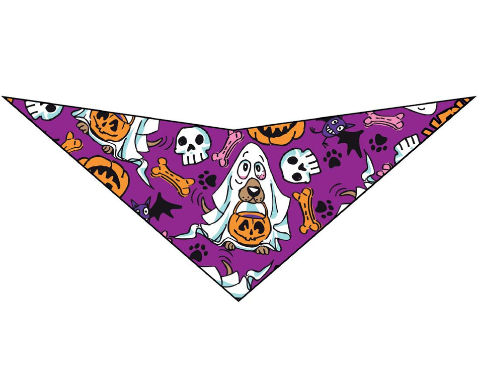 SA3140 Trick Or Treat Ghost Doggie Bandana, Purple