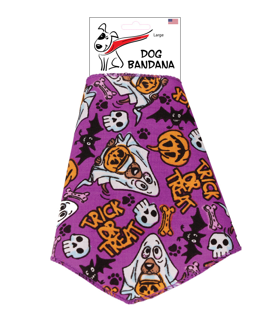 SA3140 Trick Or Treat Ghost Doggie Bandana, Purple