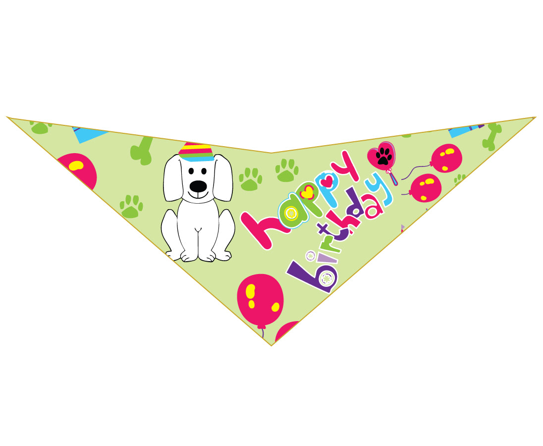S3144 Happy Birthday Doggie Bandana, Green