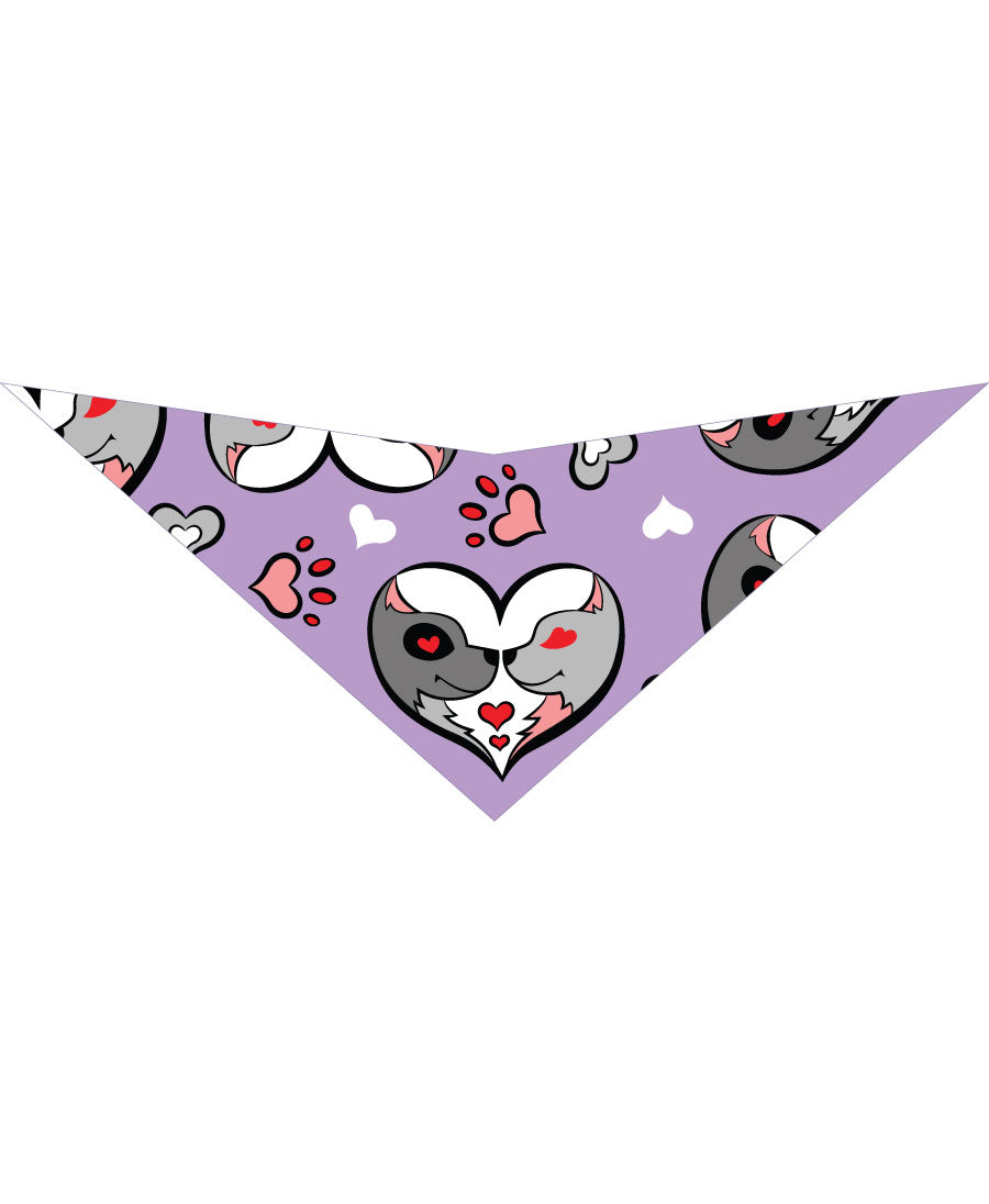 SA3145 Love Hearts & Pawprints Bandana, Purple