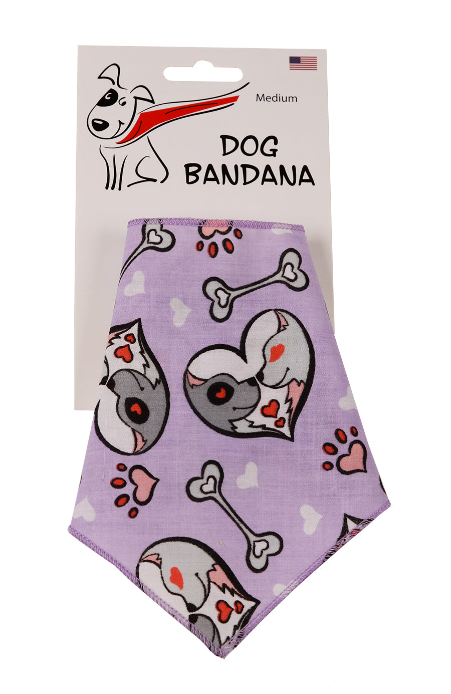 SA3145 Love Hearts & Pawprints Bandana, Purple