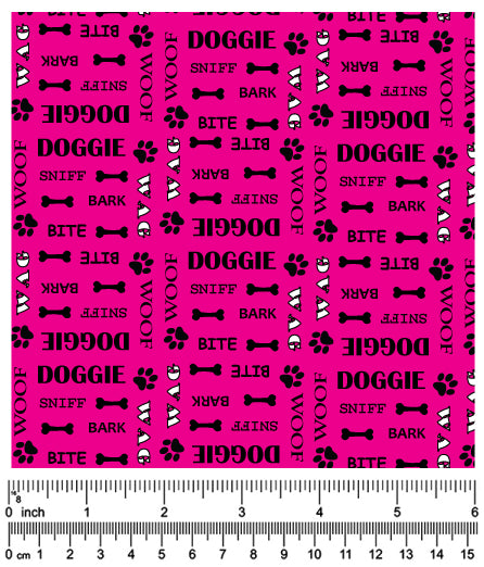 F7145 Doggie Fabric Hot Pink