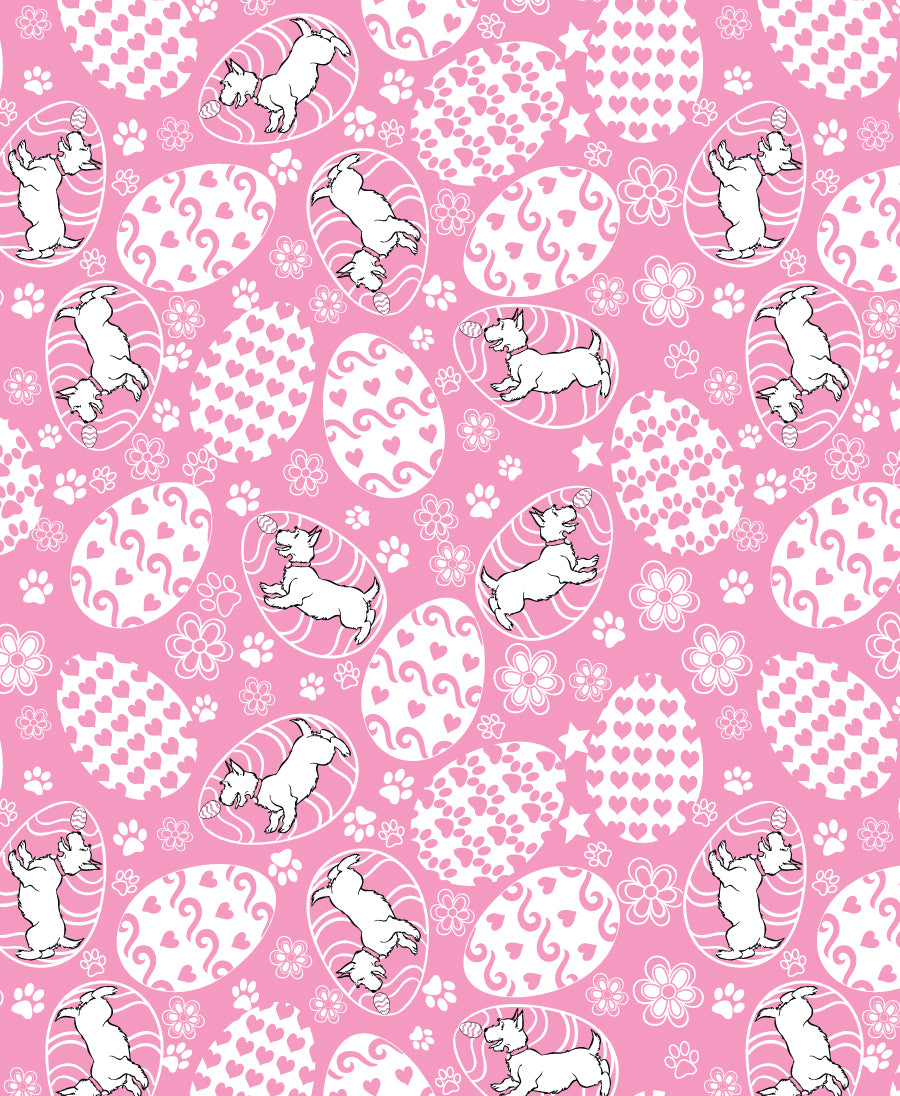 F7147 Easter Eggs Doggie Fabric, Pink