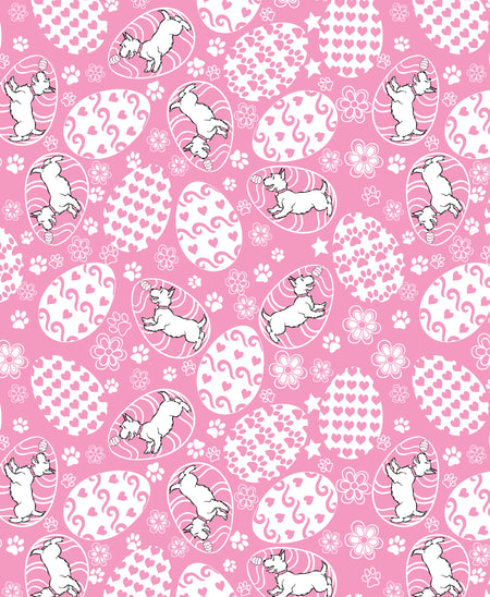 F7147 Easter Eggs Doggie Fabric, Pink