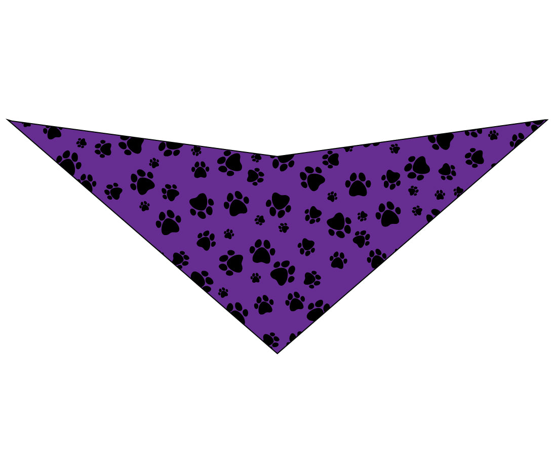 S3014 Black Pawprints Bandana, Purple