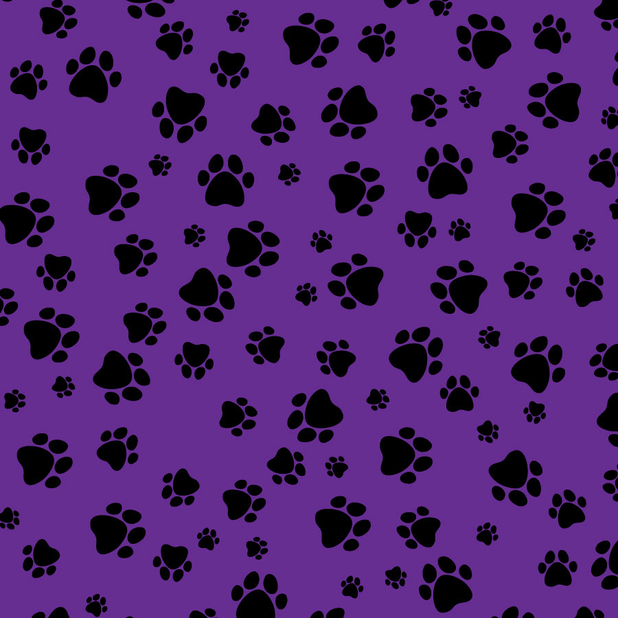 SQ3014 Black Pawprints Bandana, Purple