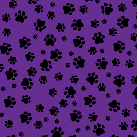 SQ3014 Black Pawprints Bandana, Purple